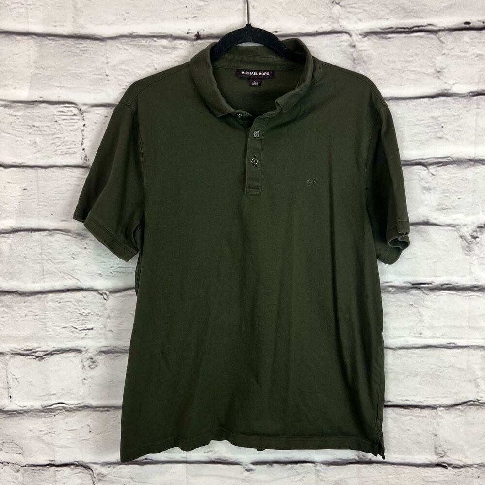 Michael Kors Men's Olive Green Polo Shirt Size M Short Sleeve Casual - Picture 3 of 7